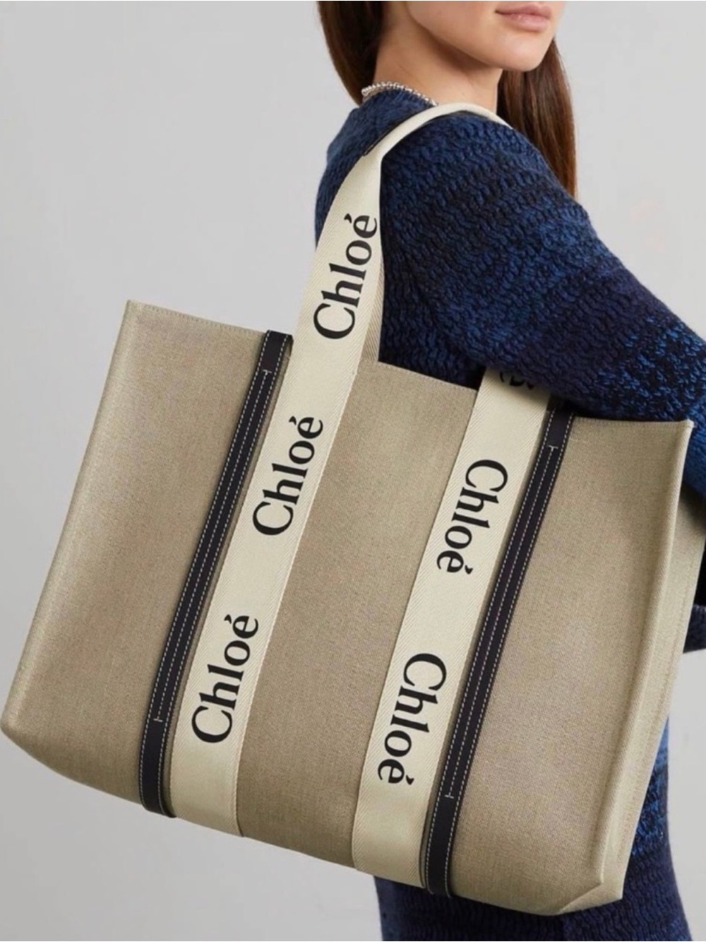 Chloé Woody Medium CANVAS Tote Bag $1,295.00 - Picture 4 of 13